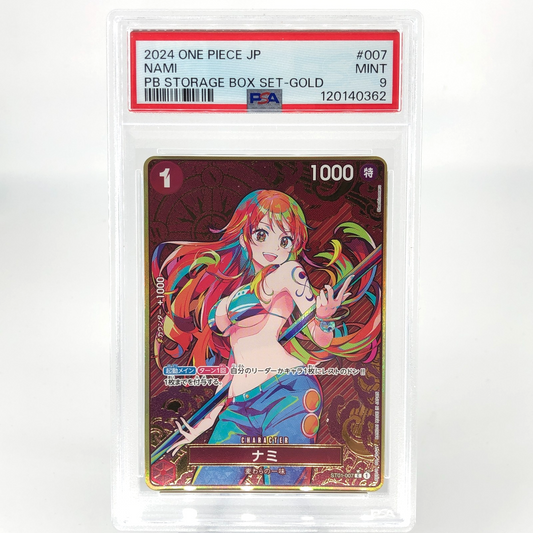 PSA 9 One Piece Card Nami ST01-007 C Parallel Gold Holo Parallel Japanese [10]