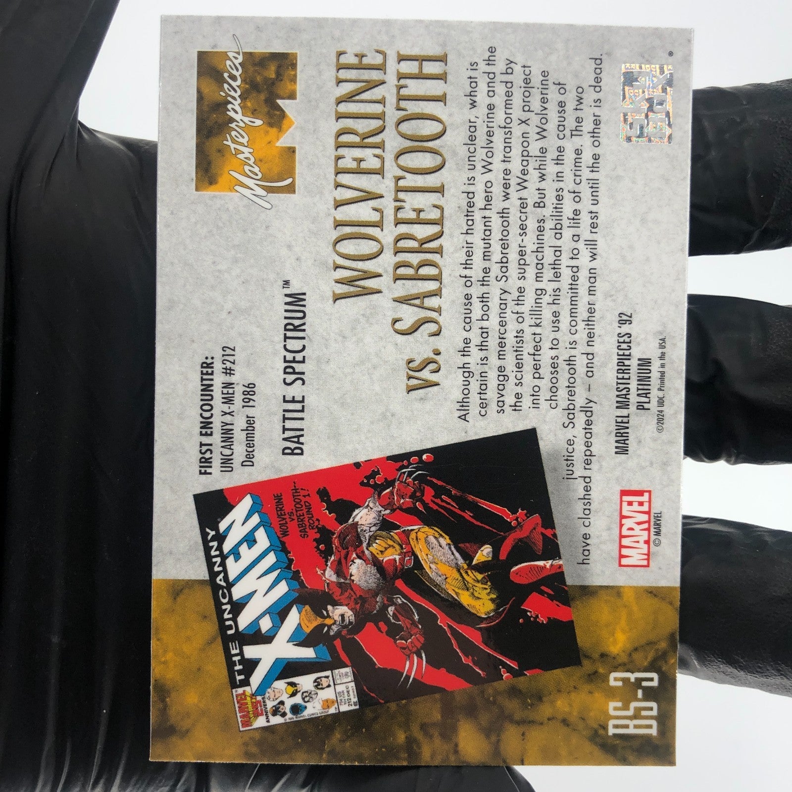 Marvel Card Wolverine Vs Sabertooth BS-3 Fleer Upper Deck Masterpieces 92 [NM]