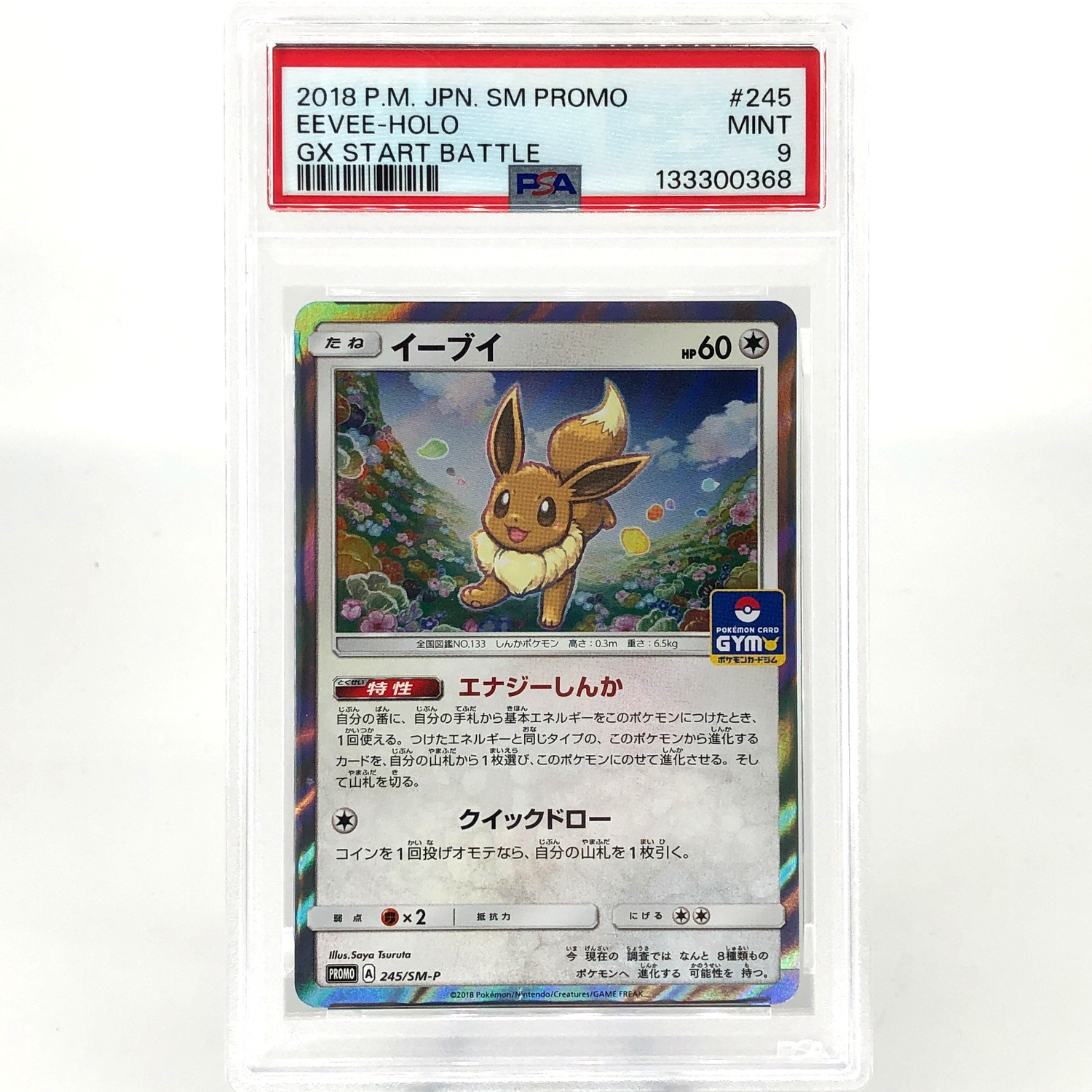 PSA 9 Pokemon Card Eevee 245/SM-P Promo Gym Holo Japanese Karte [9]