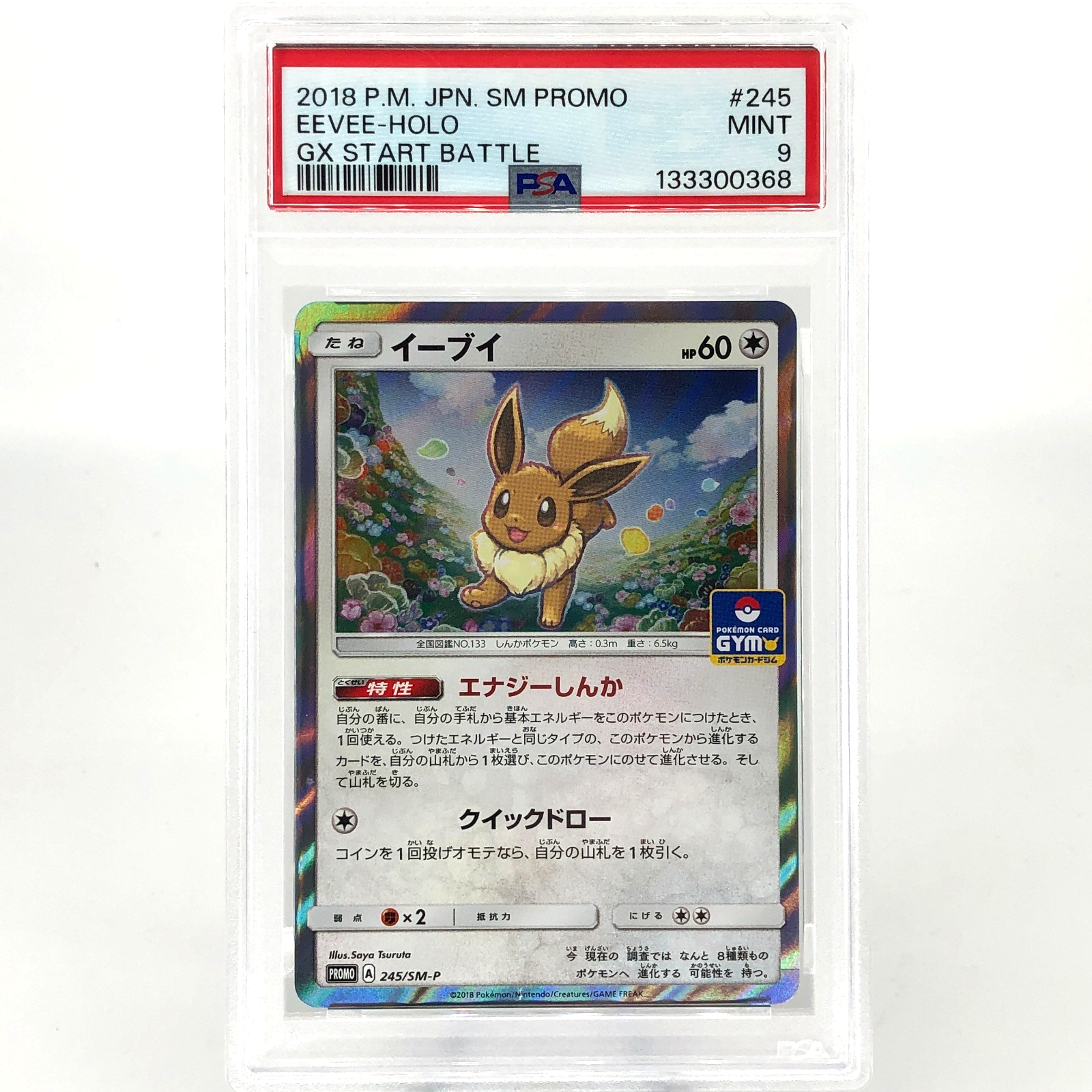 PSA 9 Pokemon Card Eevee 245/SM-P Promo Gym Holo Japanese Karte [9]