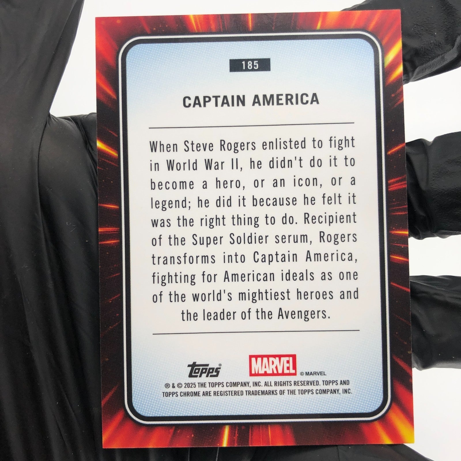 Marvel Card Captain America 185 Yellow Lava Refractor Topps Chrome 2025 [NM]