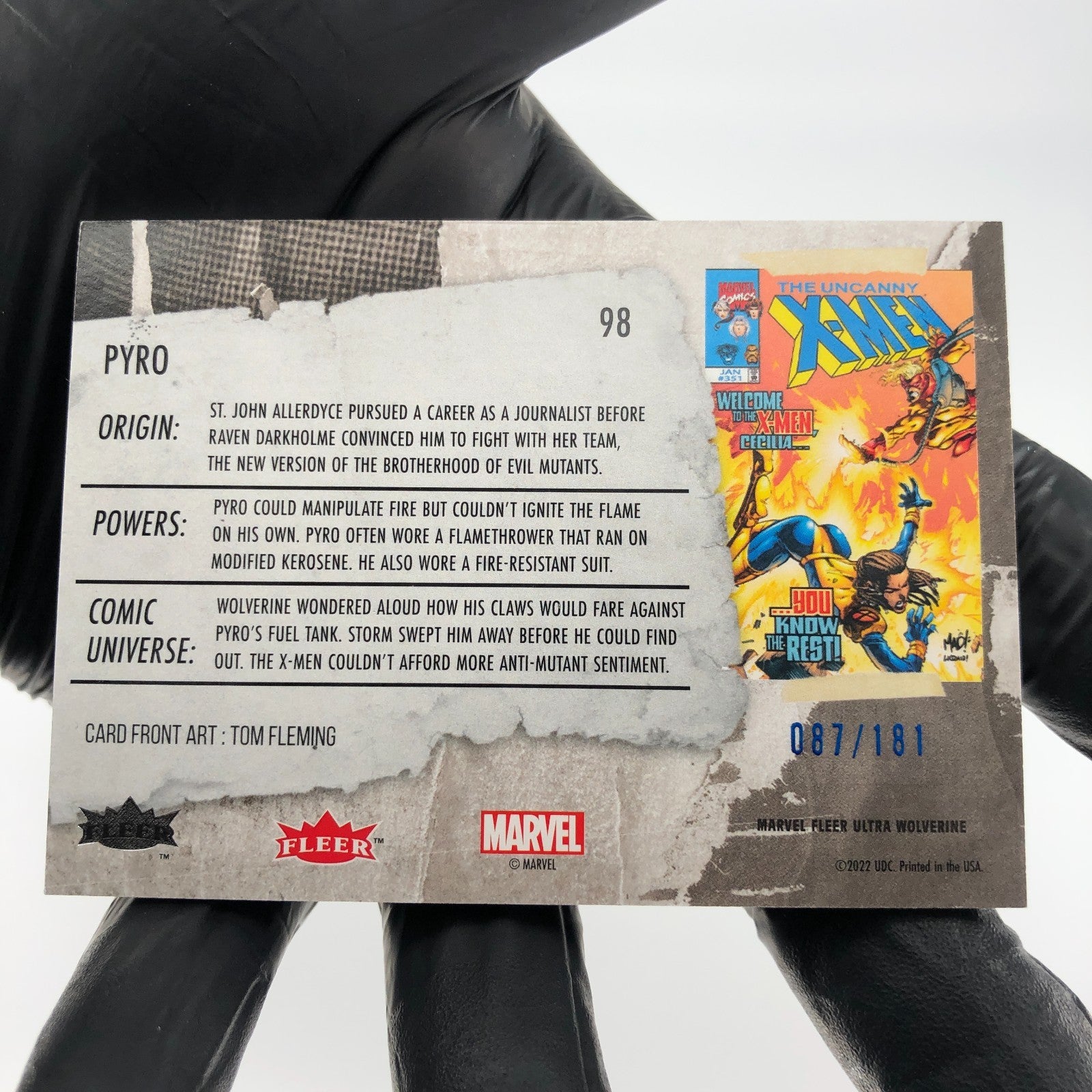 Marvel Card Pyro 98 Blue /181 Fleer Upper Deck Ultra Wolverine [NM]