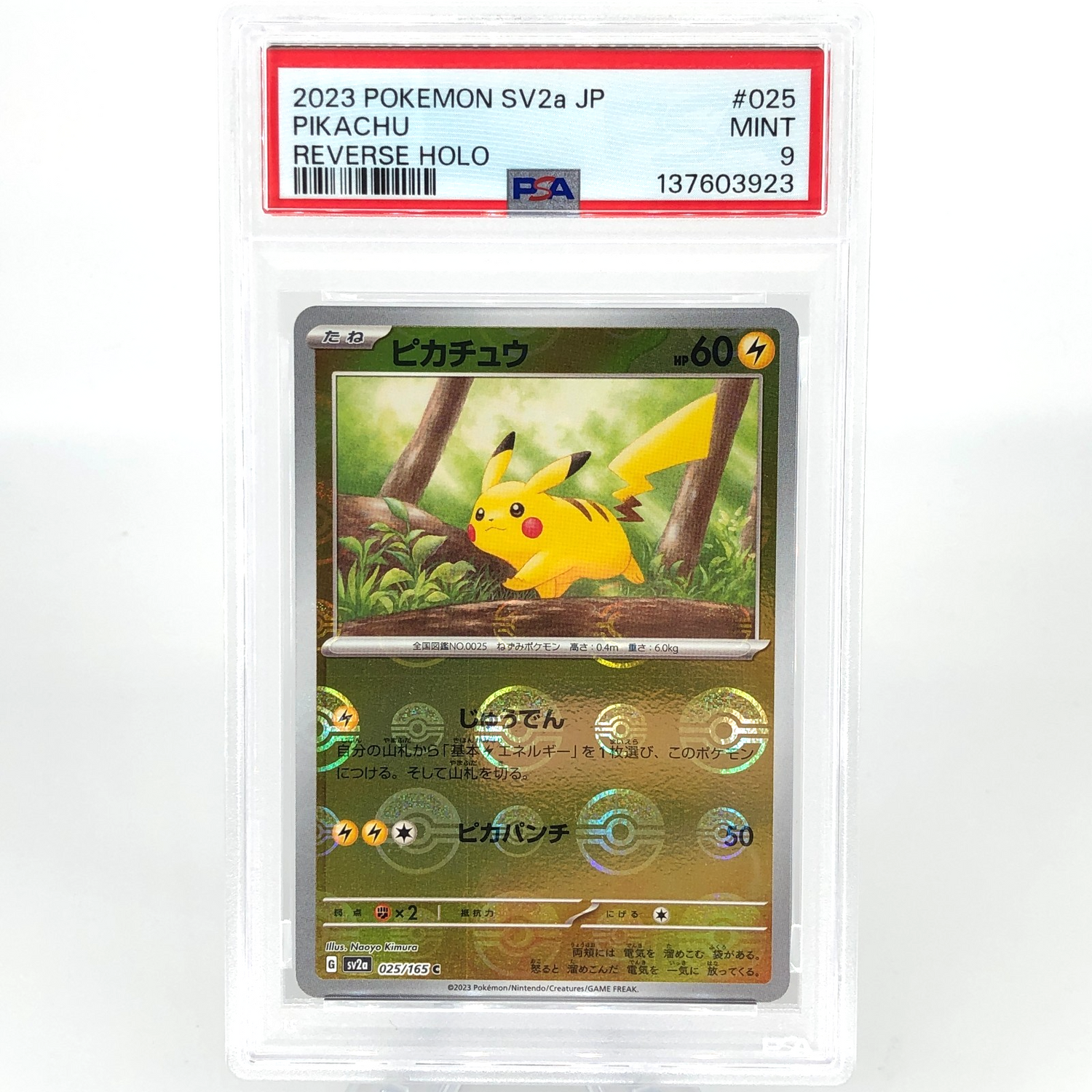 PSA 9 Pokemon Card Pikachu 025/165 C Pokeball SV2a Japanese Karte [9] 2
