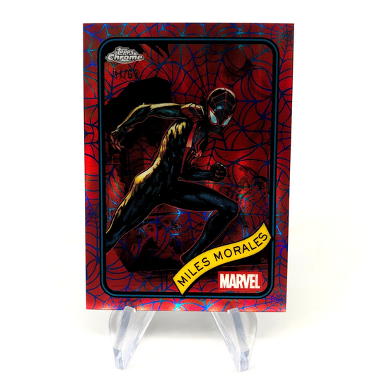 Marvel Card Miles Morales 176 Red Web /62 Refractor Topps Chrome 2025 [NM]