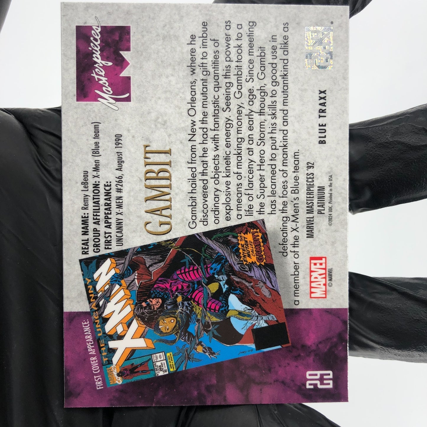 Marvel Card Gambit Blue Traxx 29 Fleer Upper Deck Masterpieces [NM]