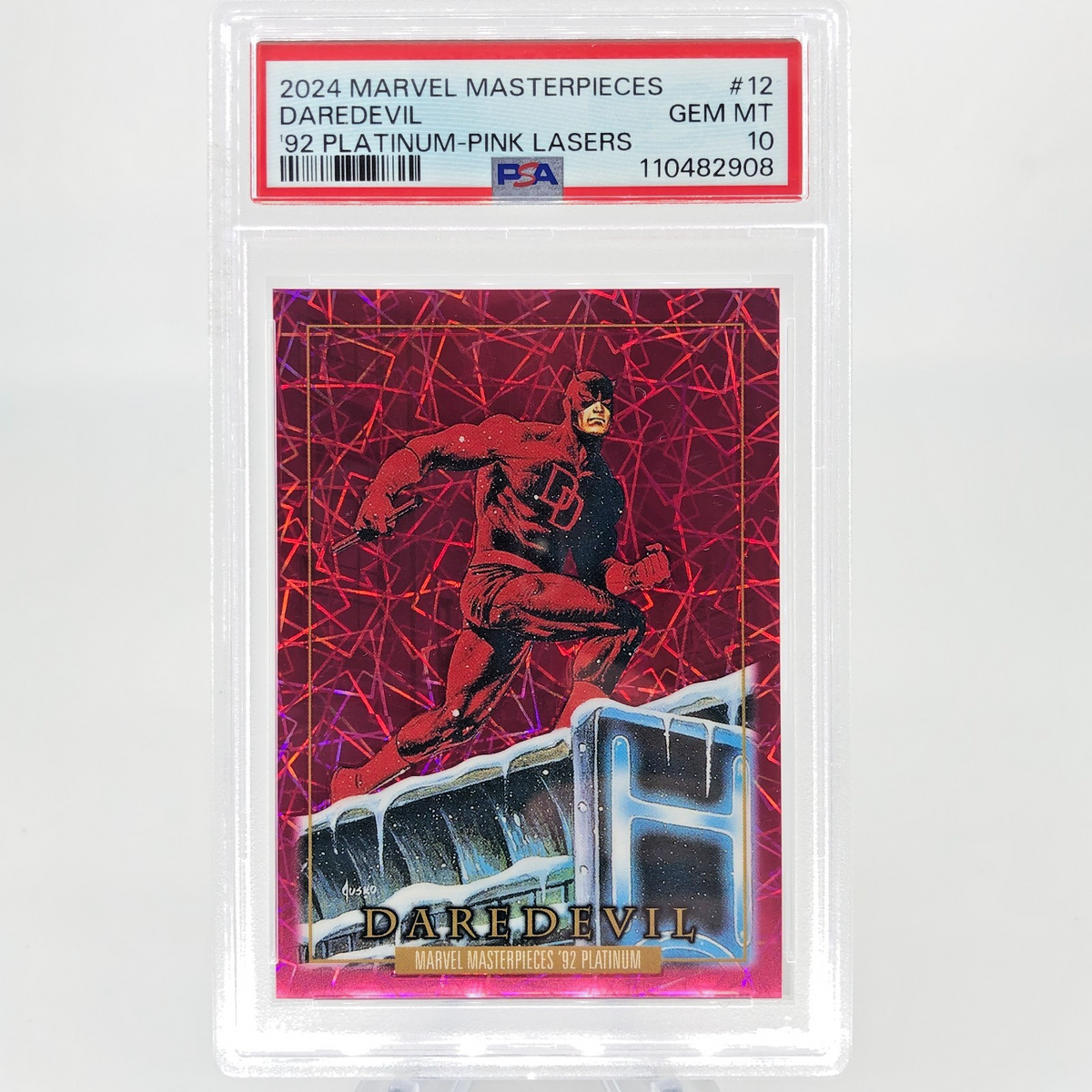 PSA 10 Marvel Card Daredevil 12 Pink Laser /992 Upper Deck Masterpieces [10]