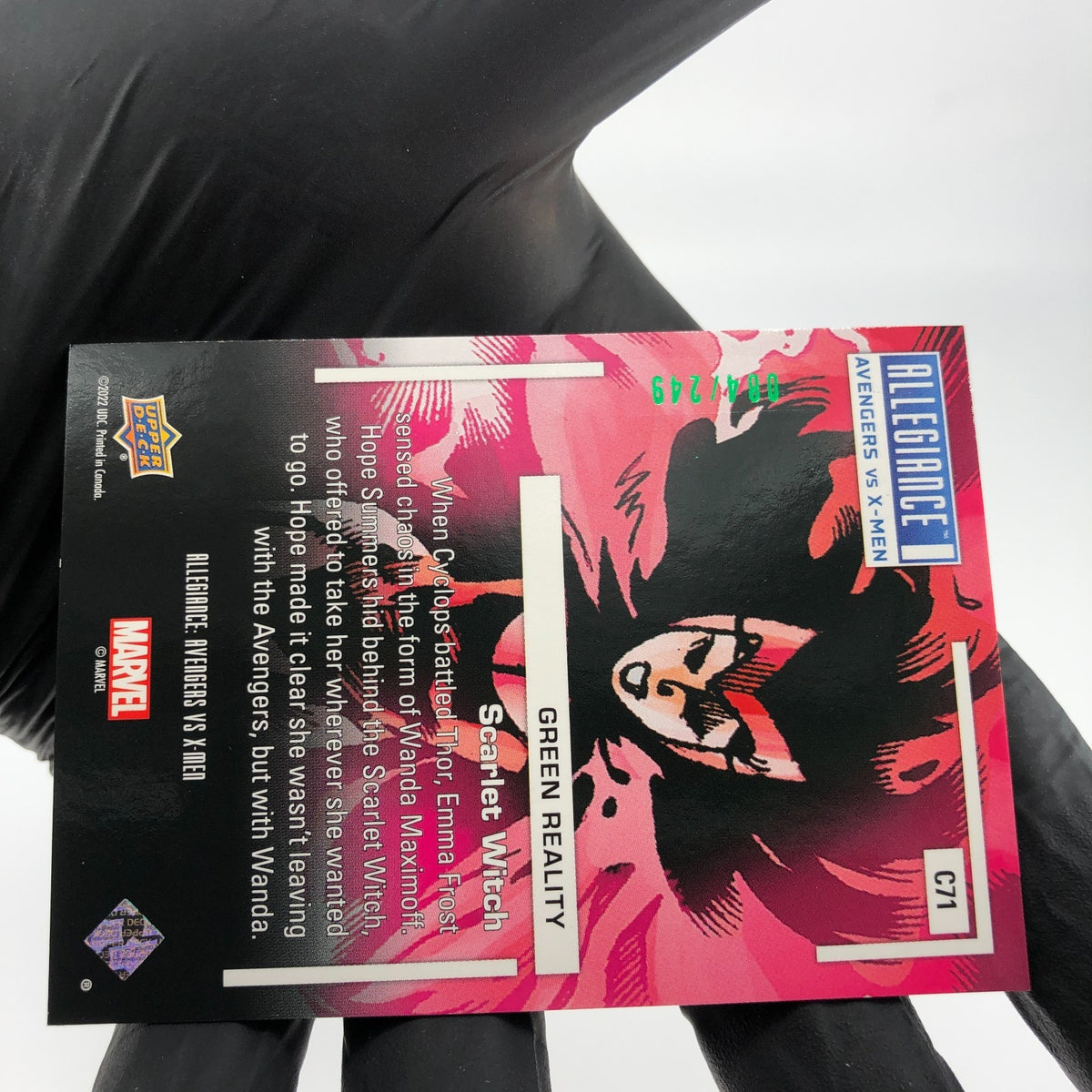 Marvel Card Avengers vs X-Men Scarlet Witch Green Allegiance Upper Deck [NM]