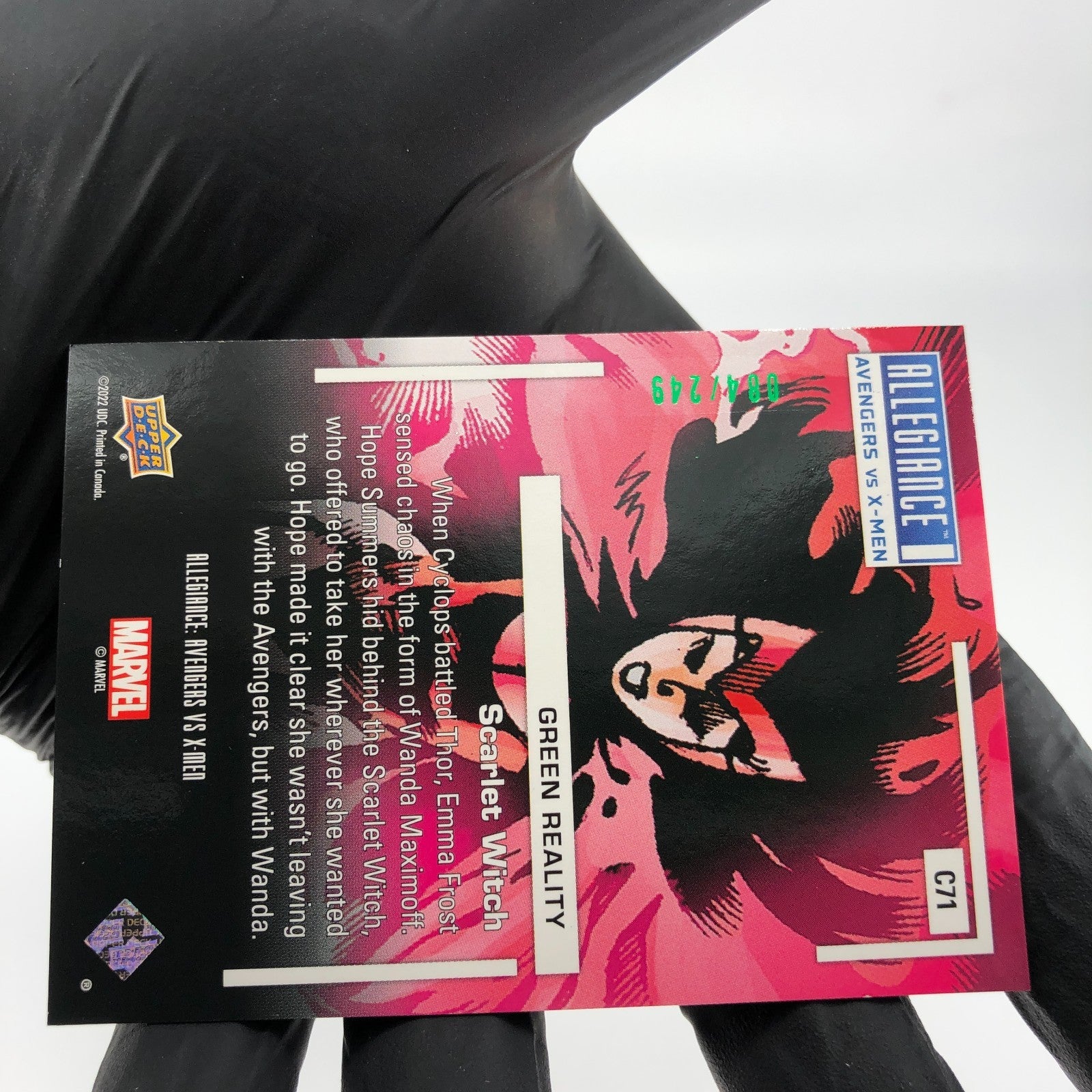 Marvel Card Avengers vs X-Men Scarlet Witch Green Allegiance Upper Deck [NM]