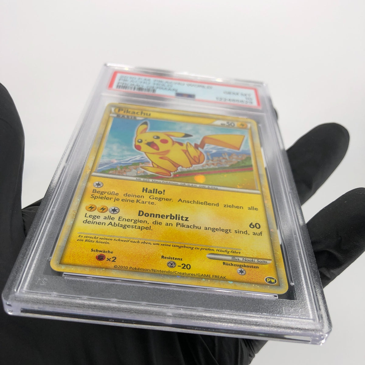 PSA 10 Pokemon Card Pikachu PW World Collection Holo German Japanese Karte [10]2