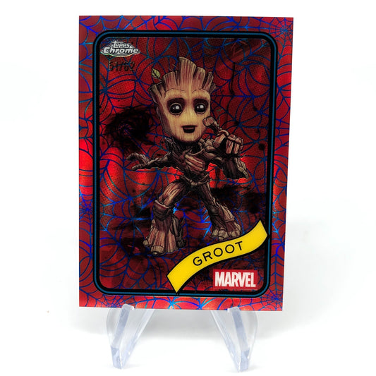 Marvel Card Groot 35 Red Web /62 Refractor Topps Chrome 2025 [Exc.]