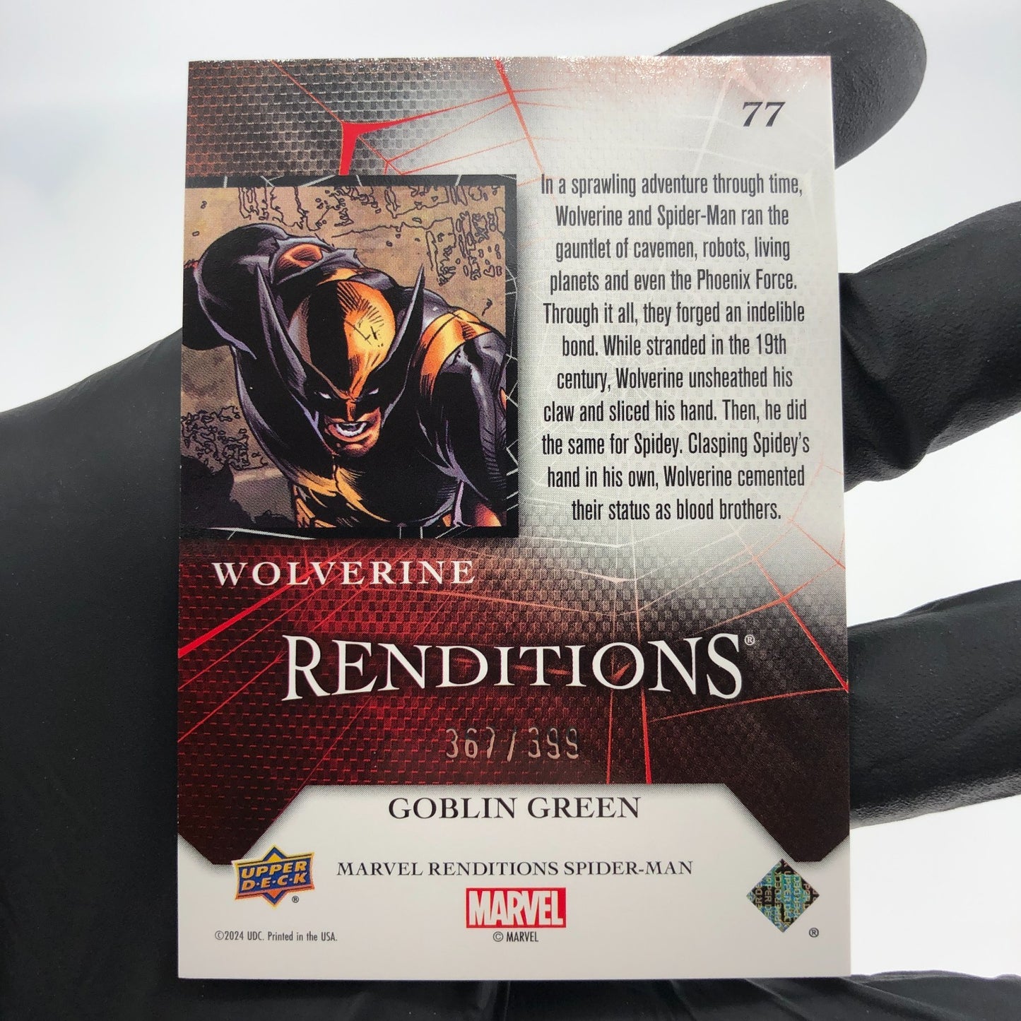 Marvel Card Wolverine 77 Green  /399 Fleer Upper Deck Renditions [NM]