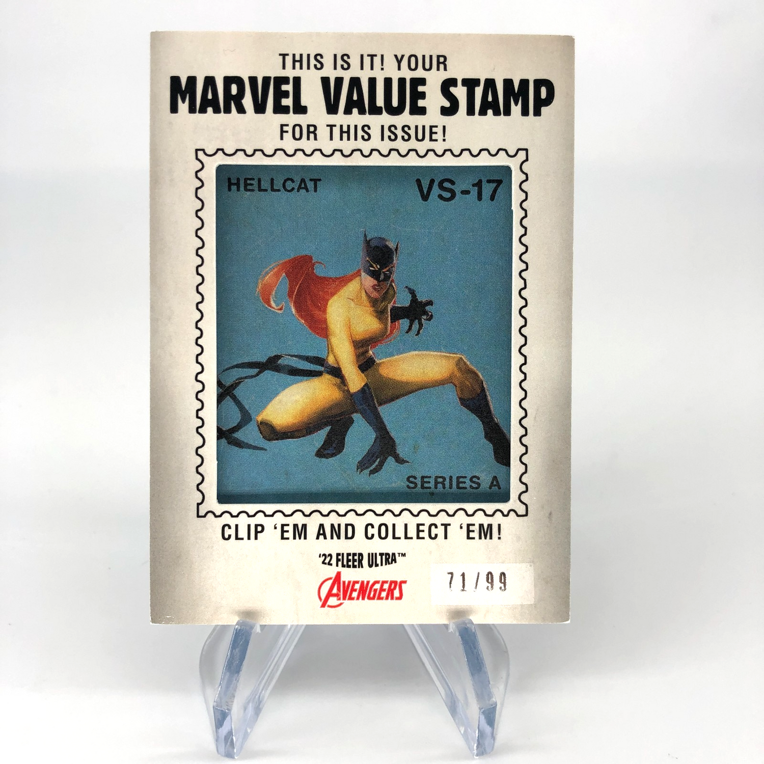 Marvel Card Hell Cat VS-17 Stamp /99 Fleer Upper Deck Ultra Avengers 2022 [NM.]