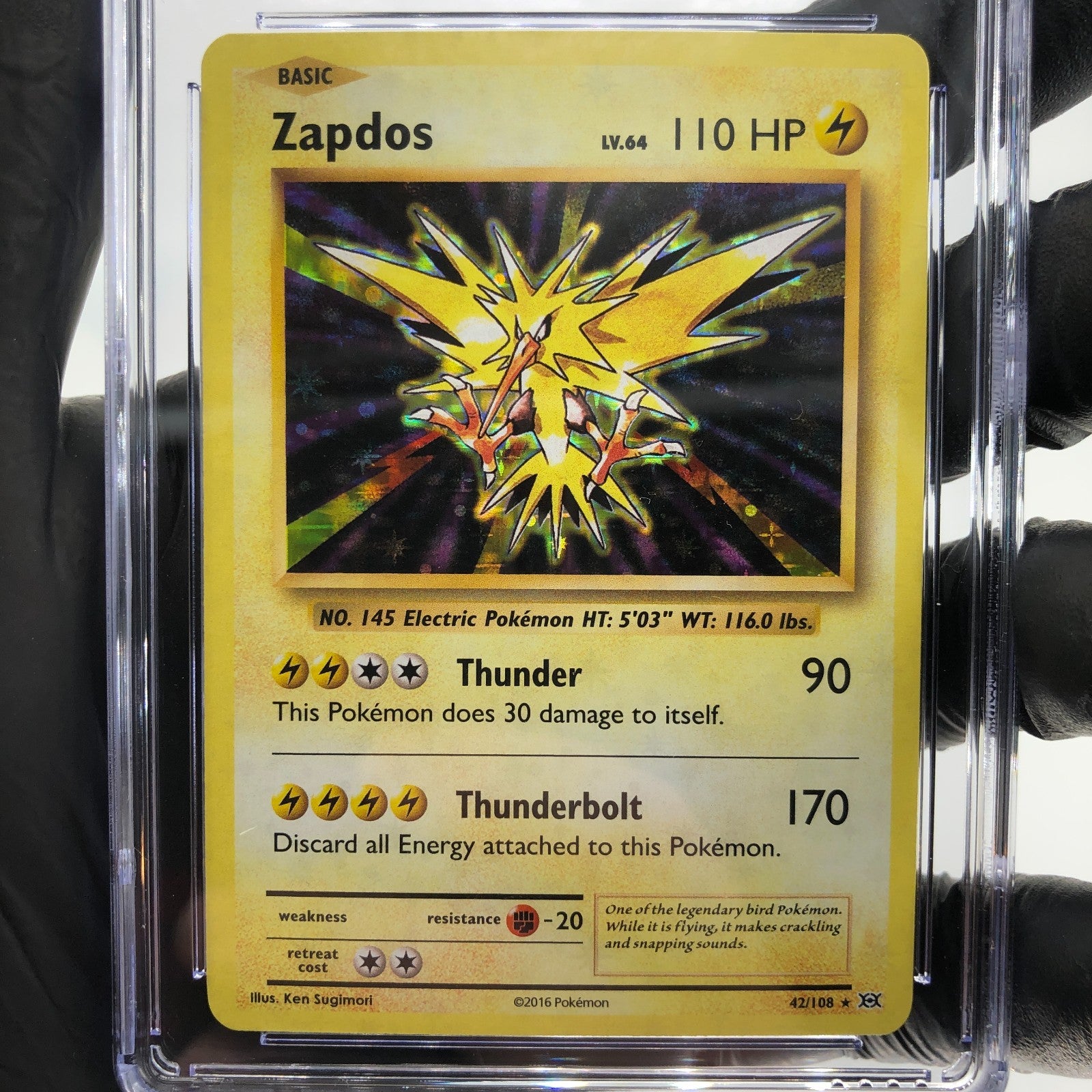 CGC 9 Pokemon Card Zapdos 42/108 Evolutions 2016 Holo English Karte [9]