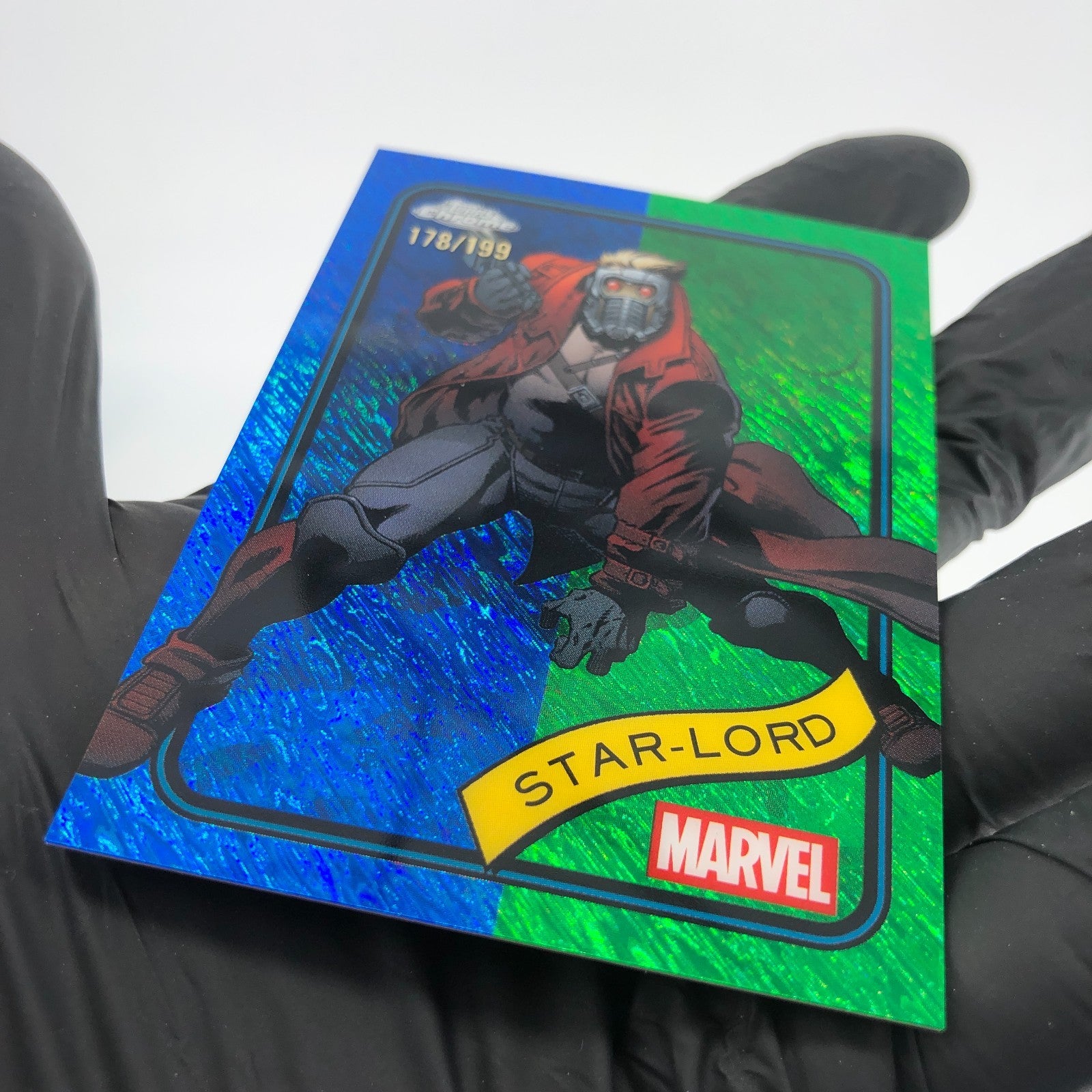 Marvel Card Star Lord 104 Blue Green Shimmer /199 Topps Chrome 2025 [NM]
