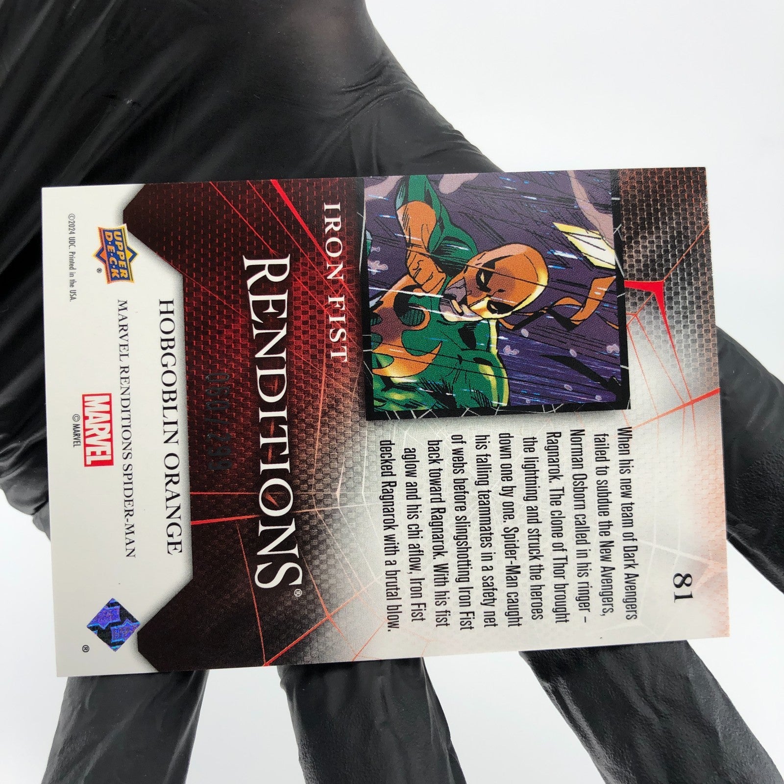 Marvel Card Iron Fist 81 Orange  /299 Fleer Upper Deck Renditions [NM]
