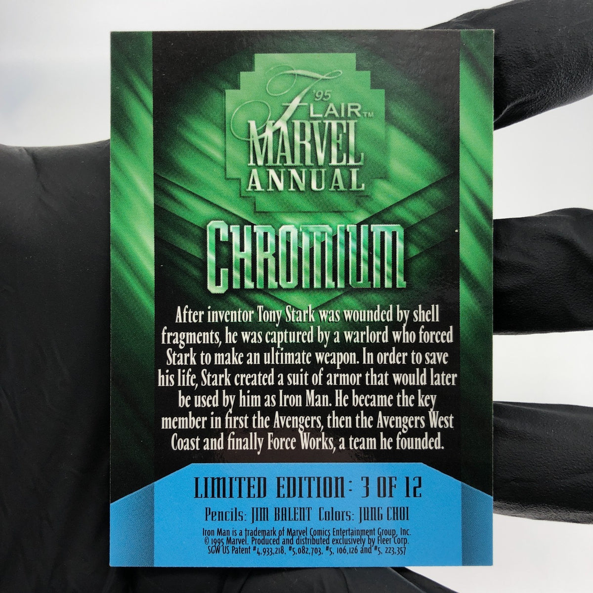 Marvel Card Iron Man 3 of 12 Chromium Flair 1995 Fleer Upper Deck [NM]