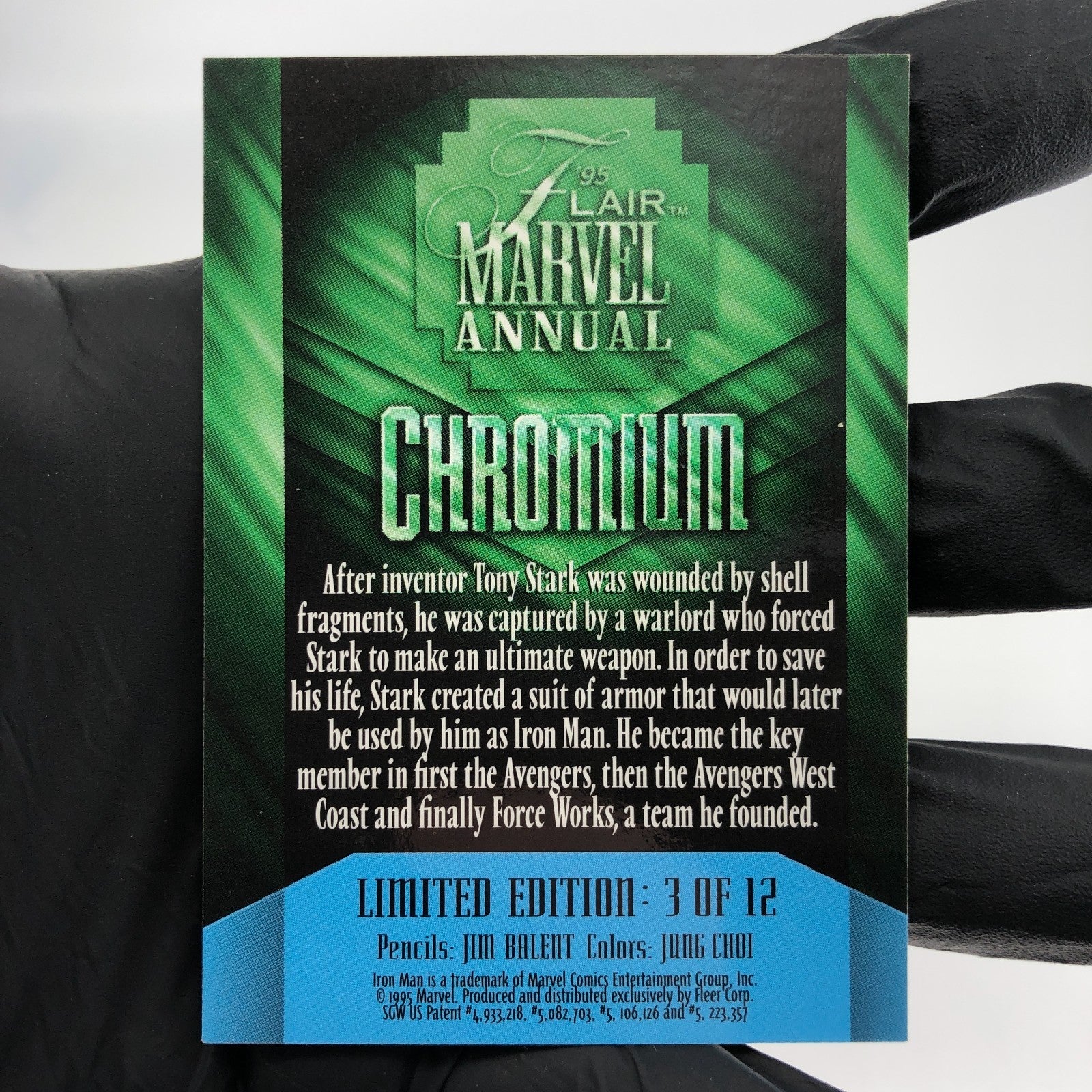 Marvel Card Iron Man 3 of 12 Chromium Flair 1995 Fleer Upper Deck [NM]