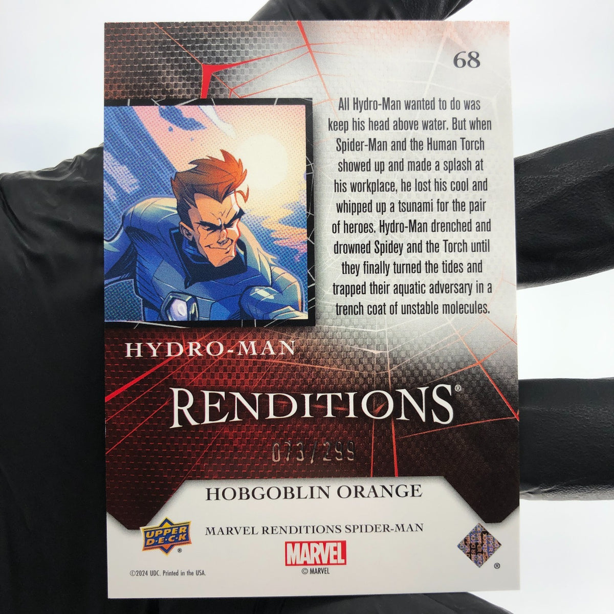 Marvel Card Hydro-Man 68 Orange  /299 Fleer Upper Deck Renditions [NM]
