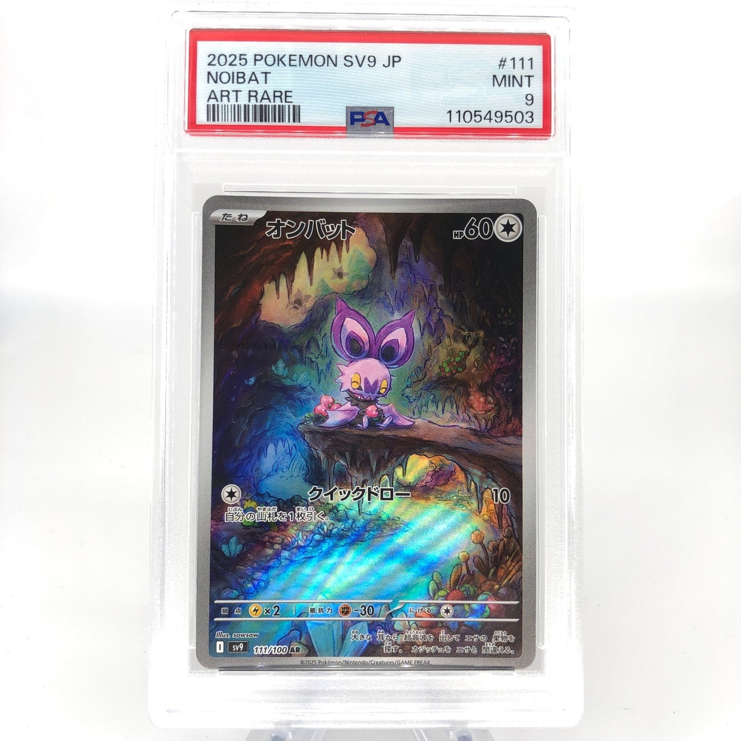 PSA 9 Pokemon Card Noibat 111/100 AR Sv9 Japanese Karte [9]