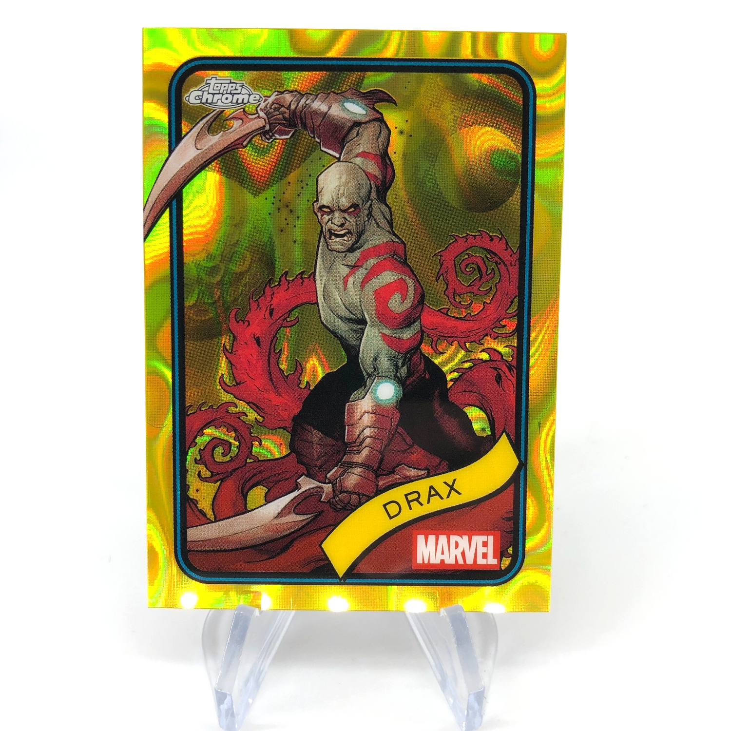 Marvel Card Drax 184 Yellow Lava Refractor Topps Chrome 2025 [NM] 2