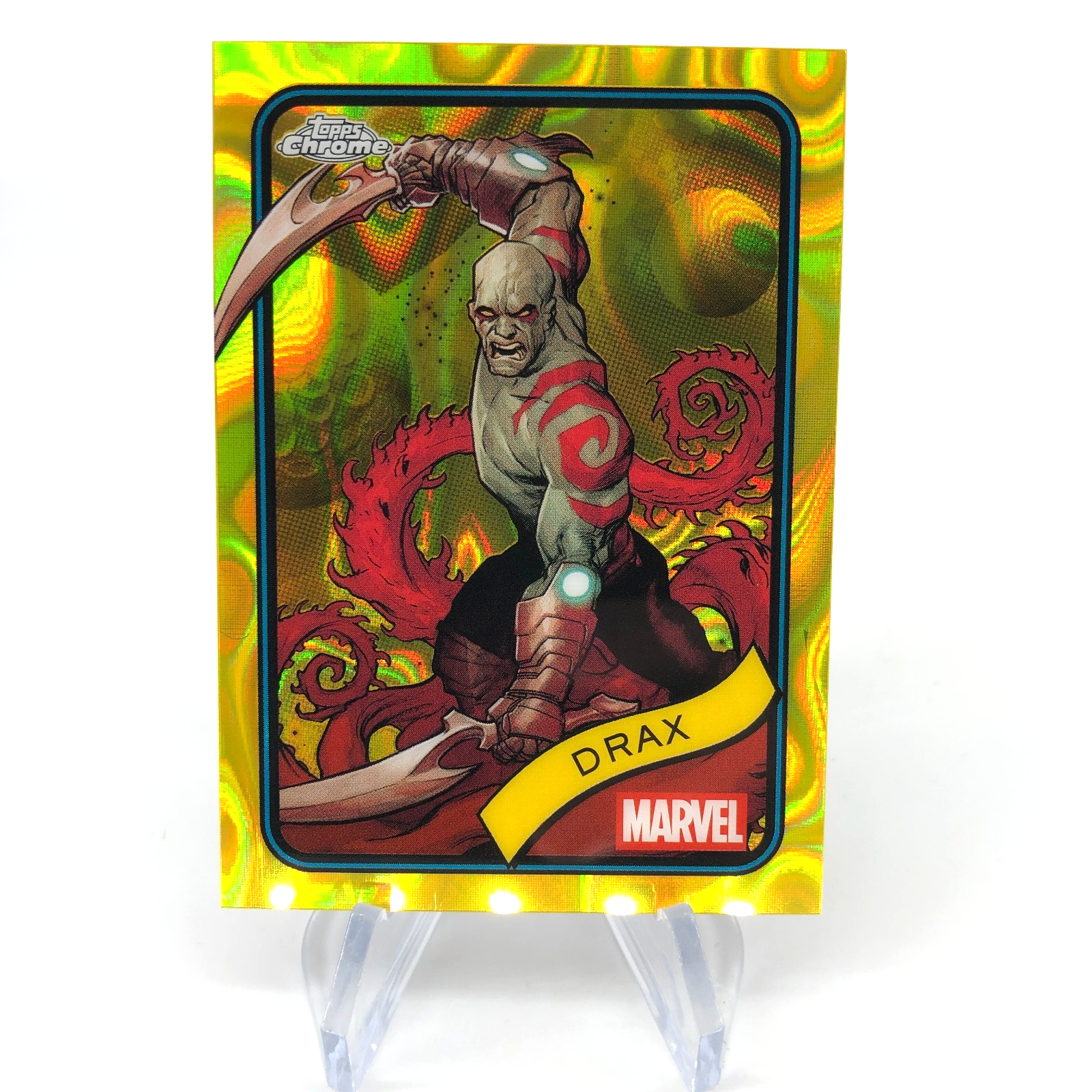 Marvel Card Drax 184 Yellow Lava Refractor Topps Chrome 2025 [NM] 2