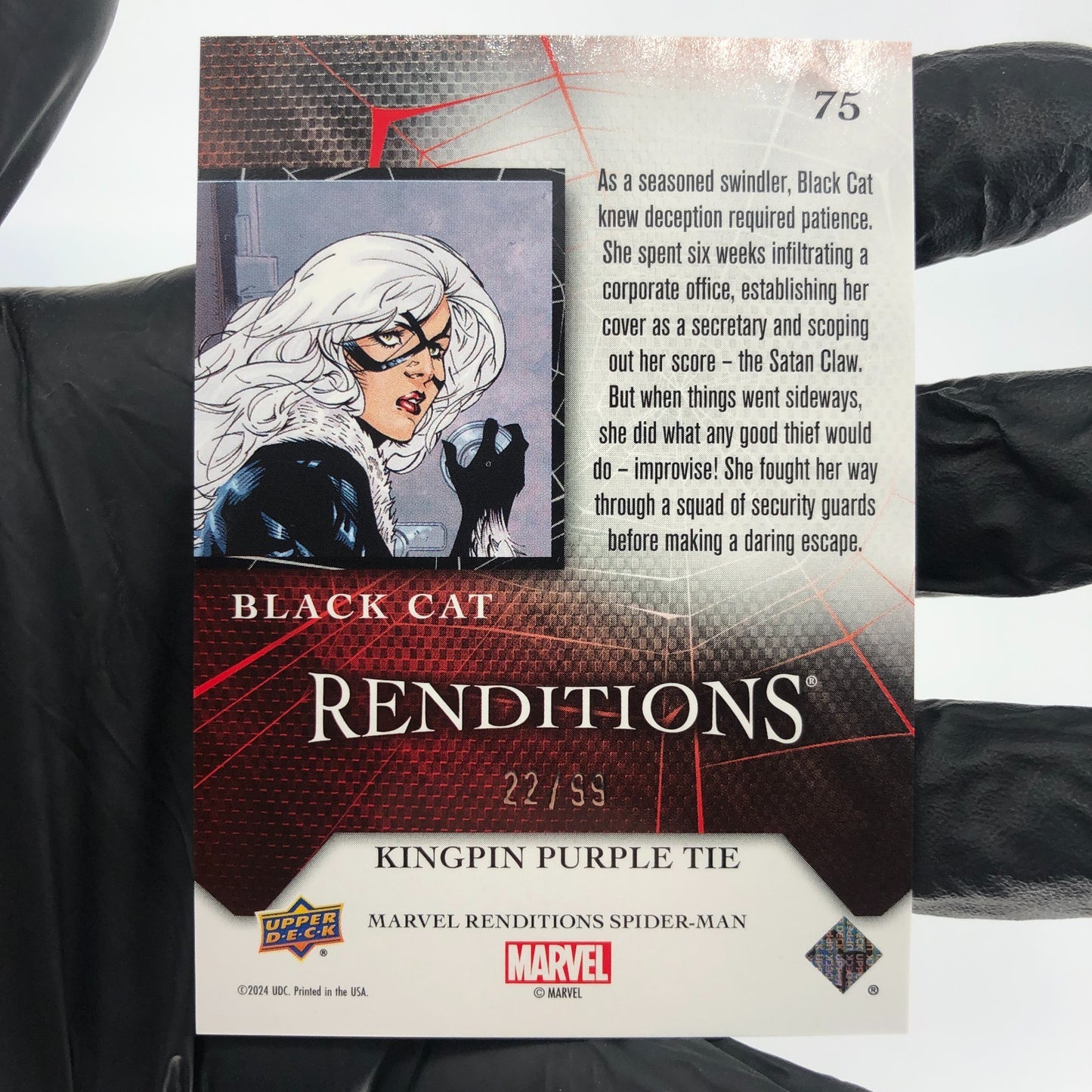 Marvel Card Black Cat 75 Purple Tie /99 Renditions 2024 Upper Deck [NM]