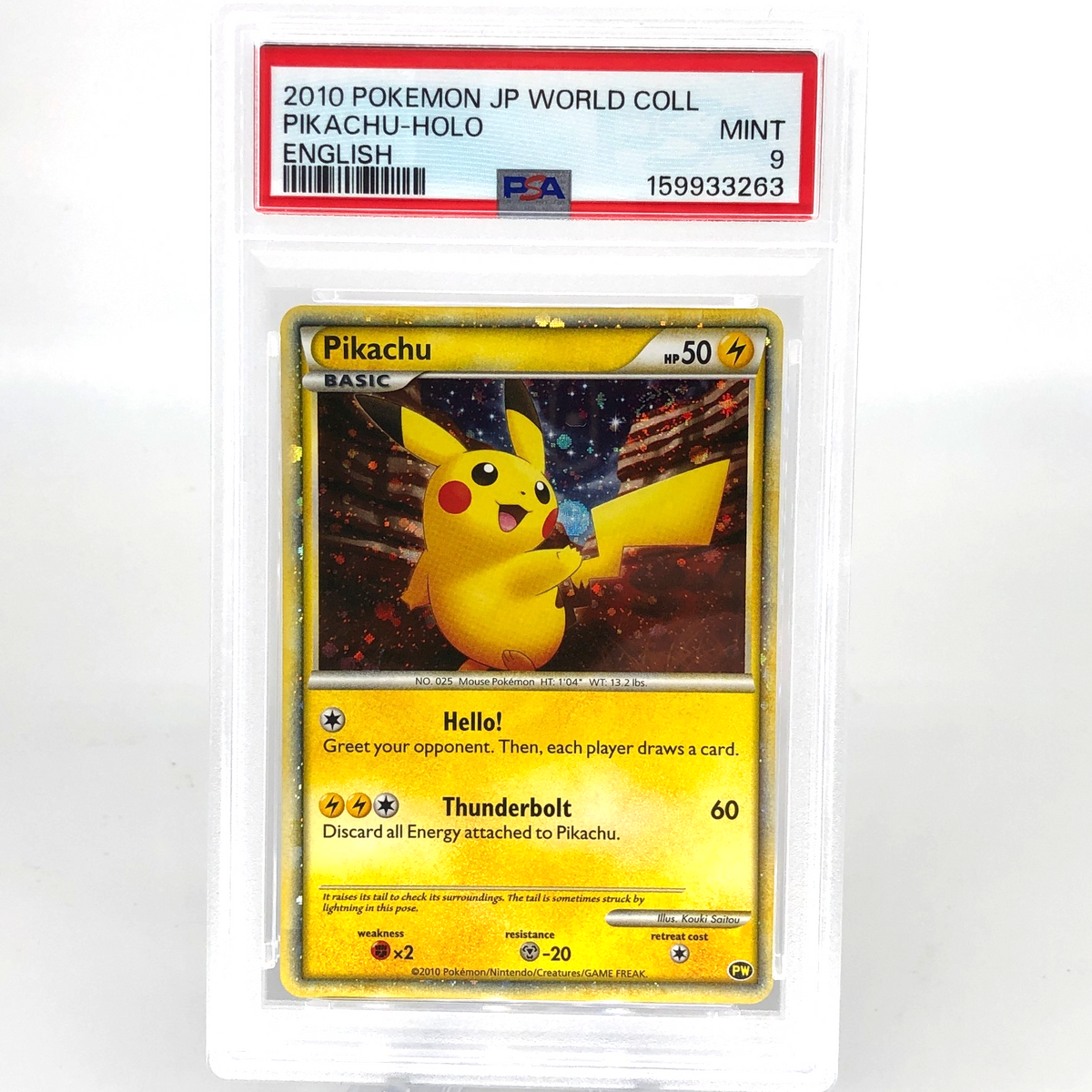 PSA 9 Pokemon Card Pikachu PW World Collection Holo English Japanese Karte [9]