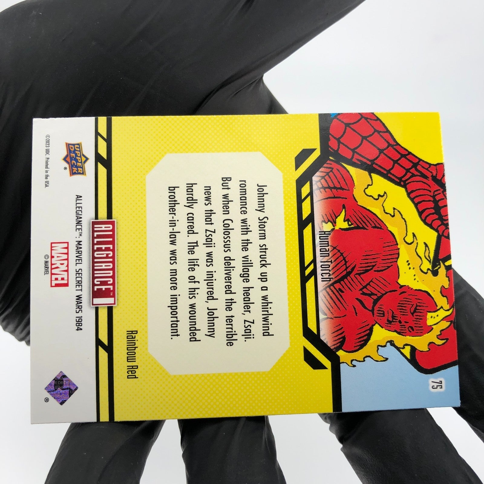 Marvel Card Human Torch 75 Rainbow Red Secret Wars Allegiance Upper Deck [NM]