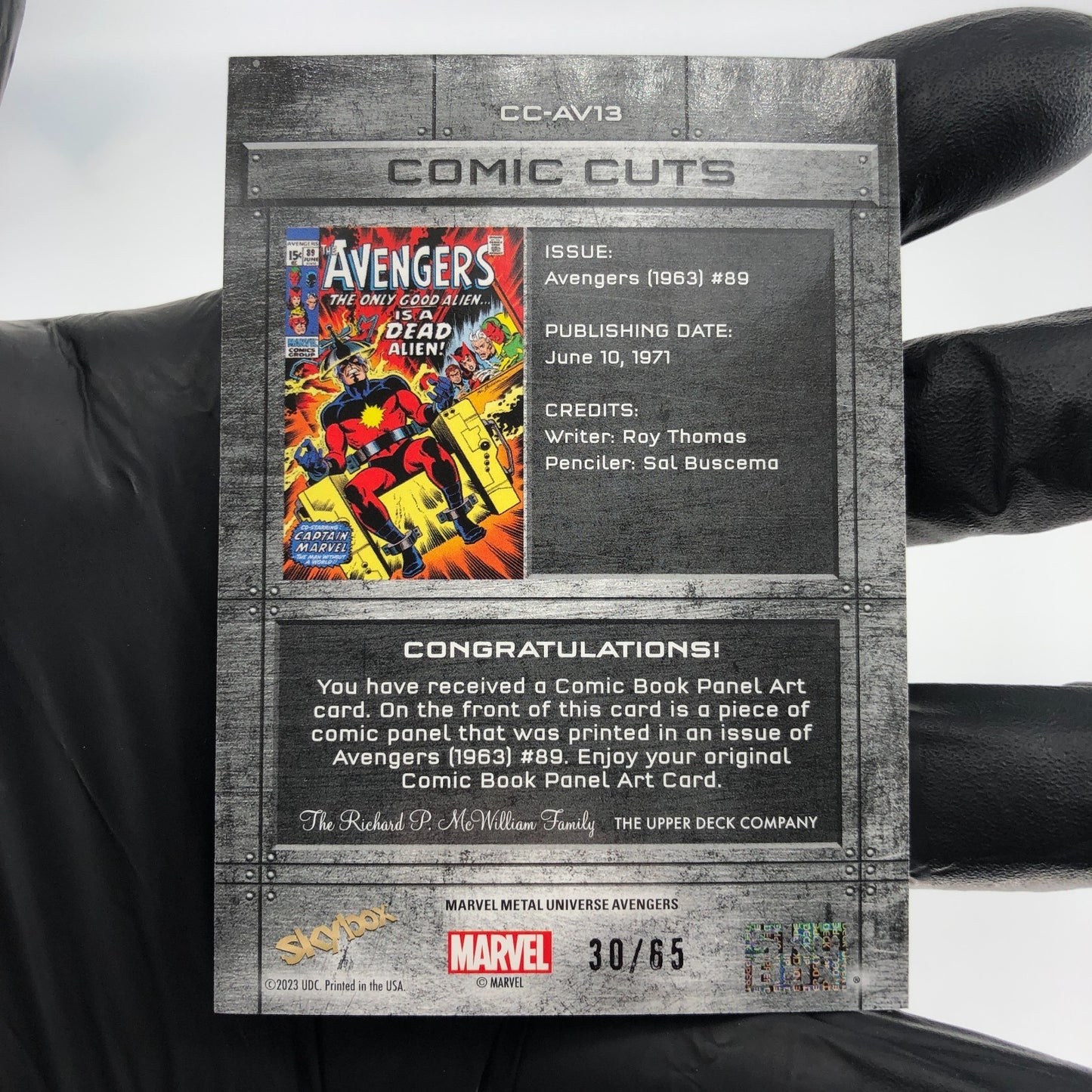 Marvel Card Comic Cut  Avengers /65 CC-AV13 Fleer Upper Deck Metal Universe [NM]