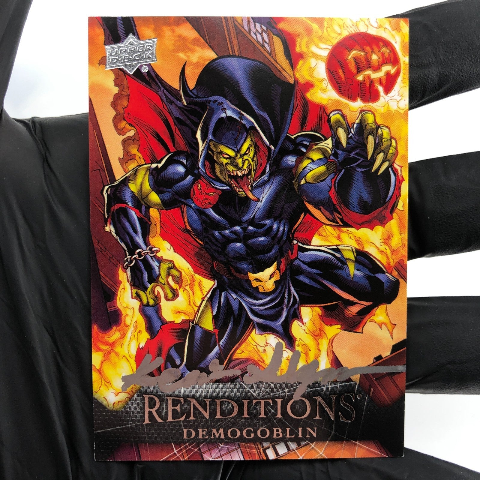 Marvel Card Demogoblin 15 Singed Kevin Sharpe /65 Upper Deck Renditions [NM]