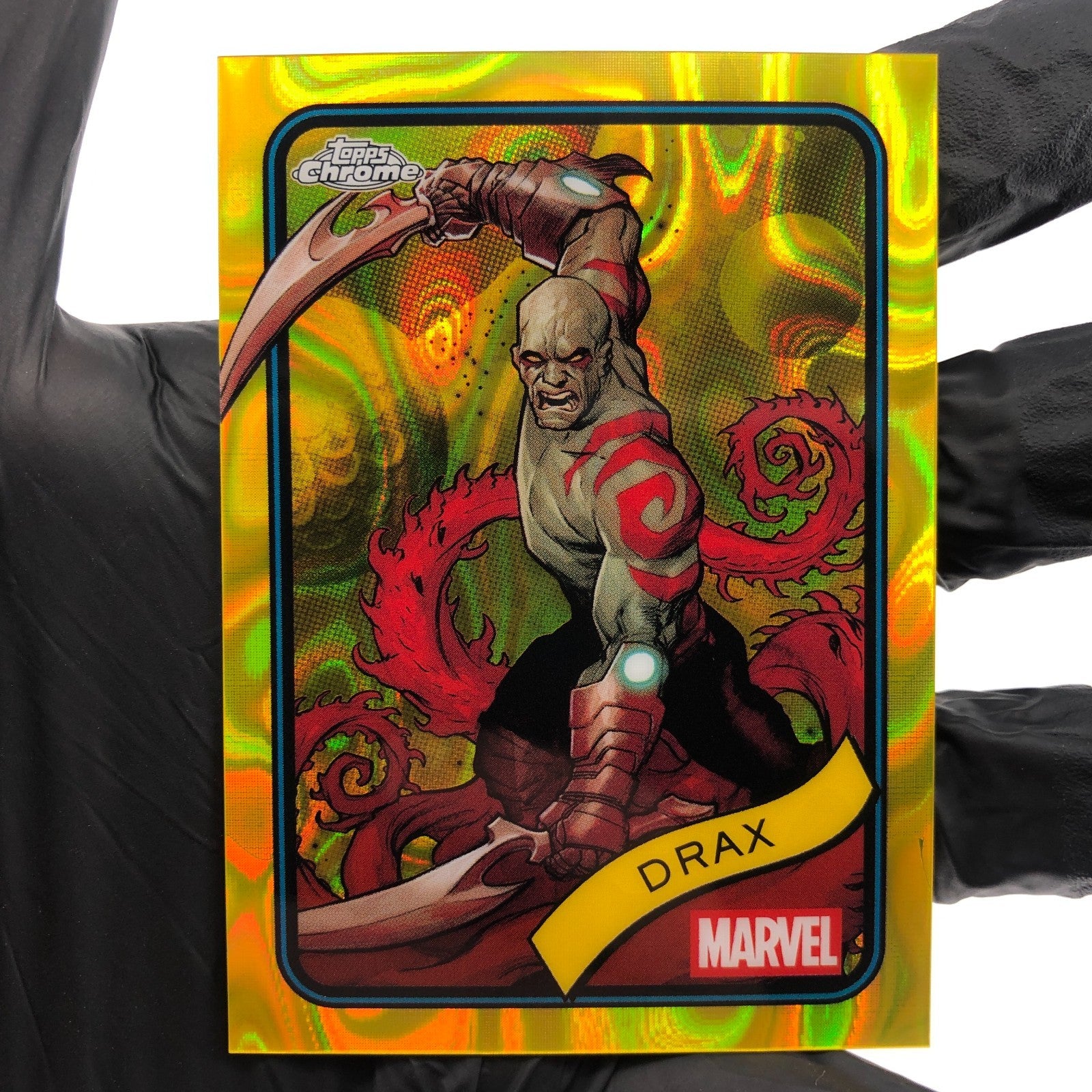 Marvel Card Drax 184 Yellow Lava Refractor Topps Chrome 2025 [NM]