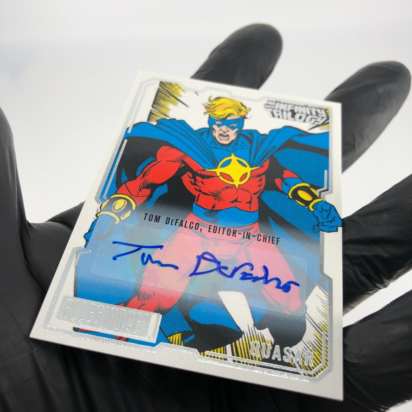Marvel Card Quasar 11 Signed Tom Defalco Infinity Allegiance Upper Deck [NM]