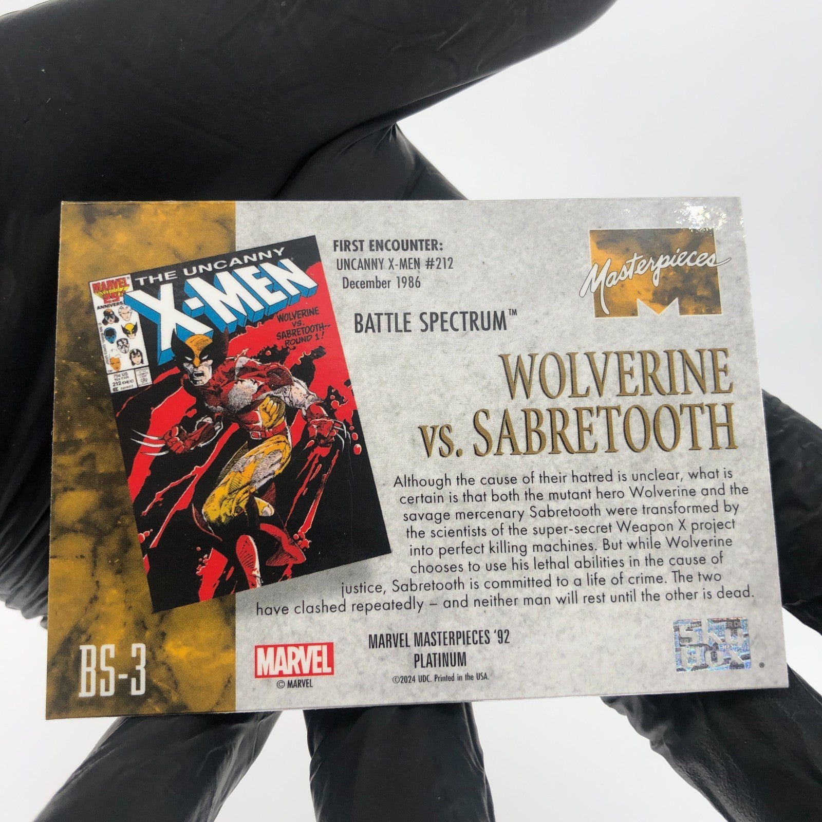 Marvel Card Wolverine Vs Sabertooth BS-3 Fleer Upper Deck Masterpieces 92 [NM]