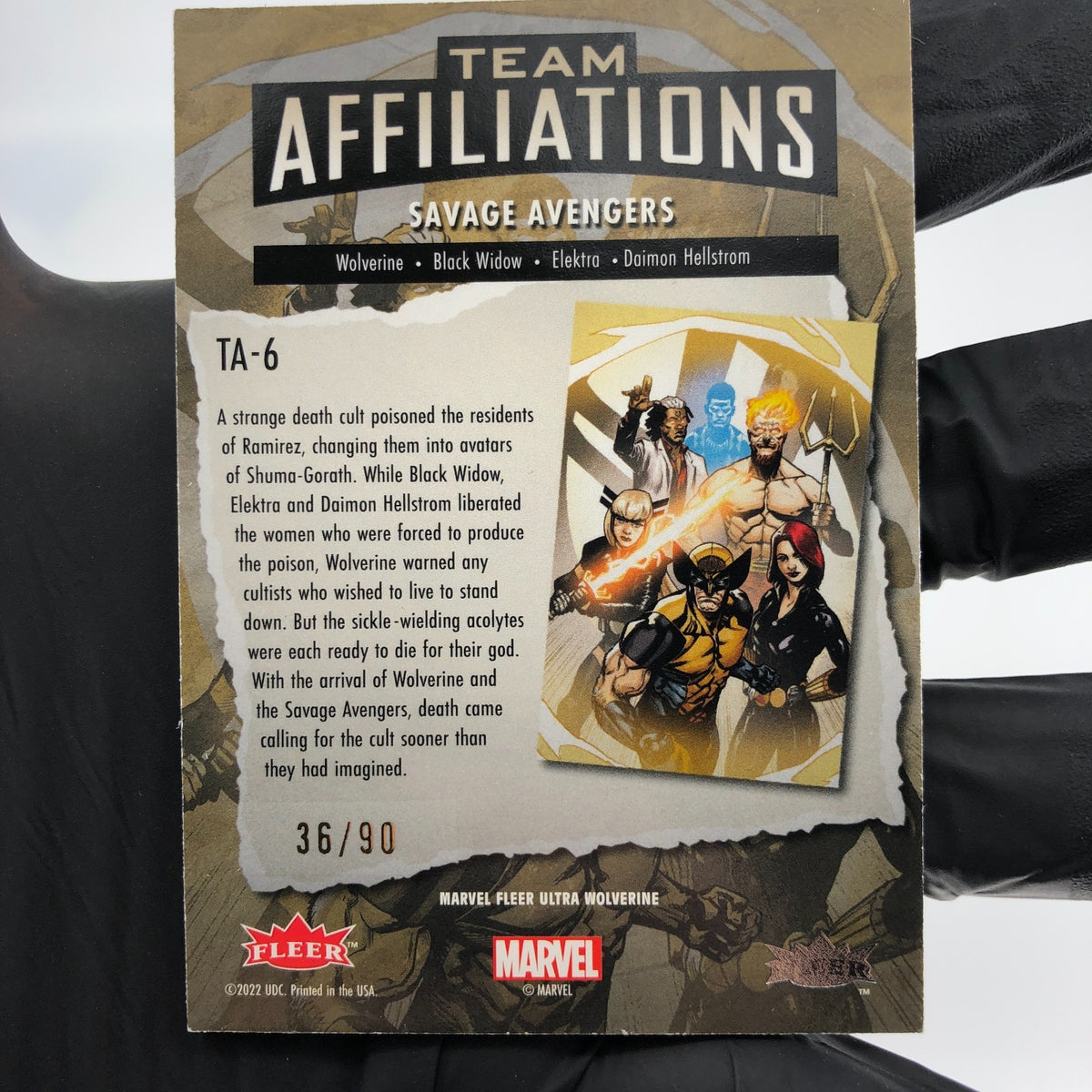Marvel Card Savage Avengers TA-6 Gold /90 Fleer Upper Deck Ultra Wolverine [NM]
