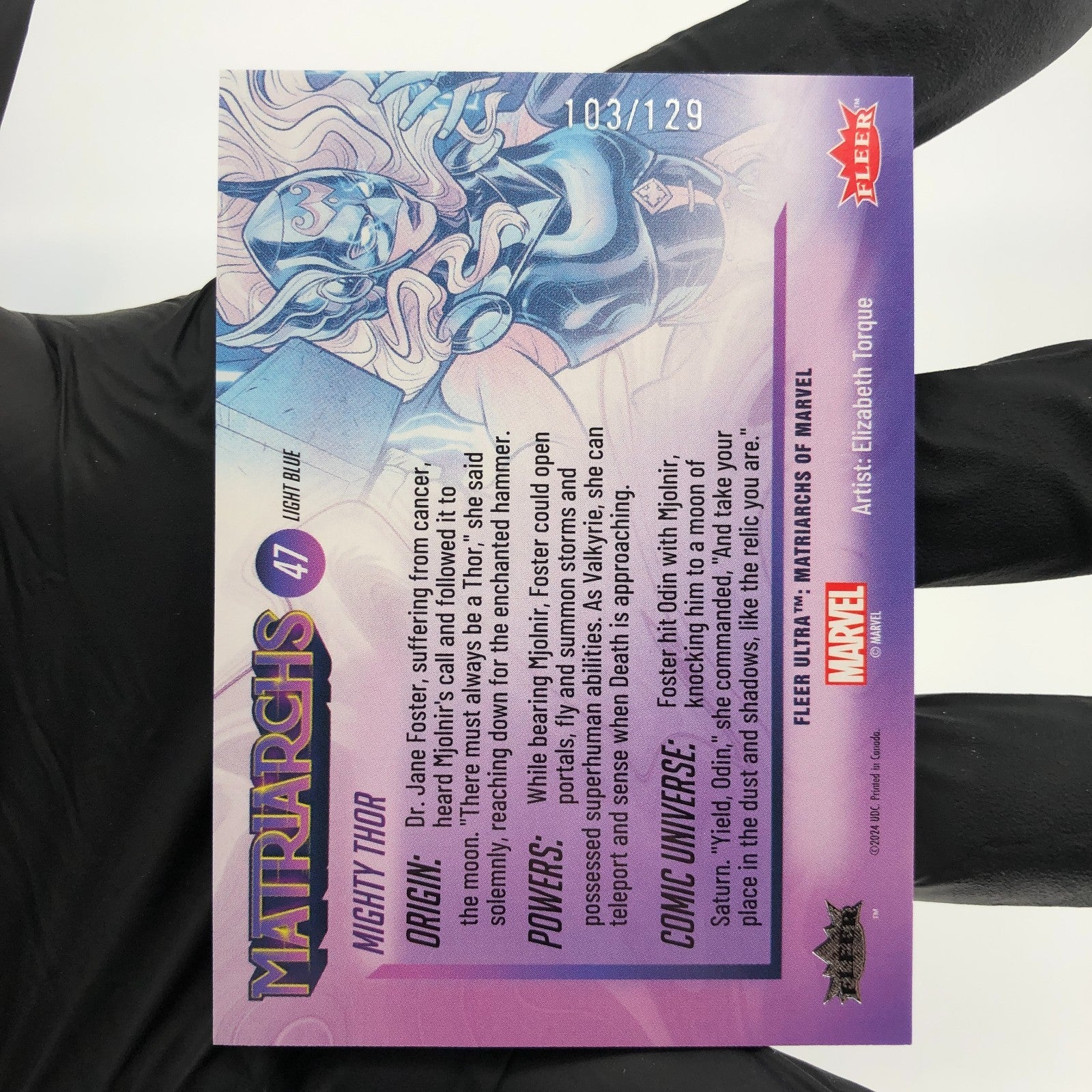 Marvel Card Mighty Thor 47 Light Blue /129 Matriarchs 2024 Fleer Upper Deck [NM]