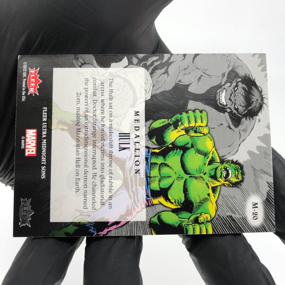 Marvel Card Hulk M-20 Medallion Fleer Upper Deck Midnight Sons Ultra [NM]