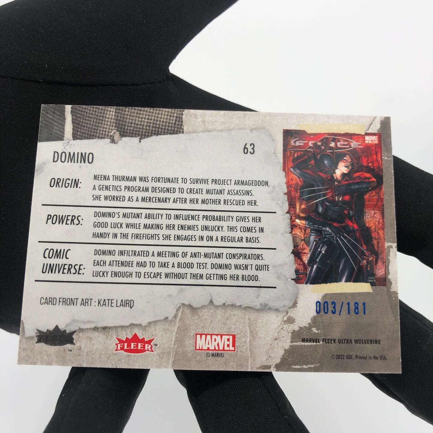 Marvel Card Domino 63 Blue /181 Fleer Upper Wolverine Ultra [A]