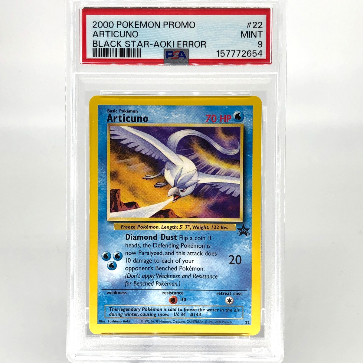 PSA 9 Pokemon Card Articuno 22 Blachstar Promo Aoki Error English 2000 Karte [9]