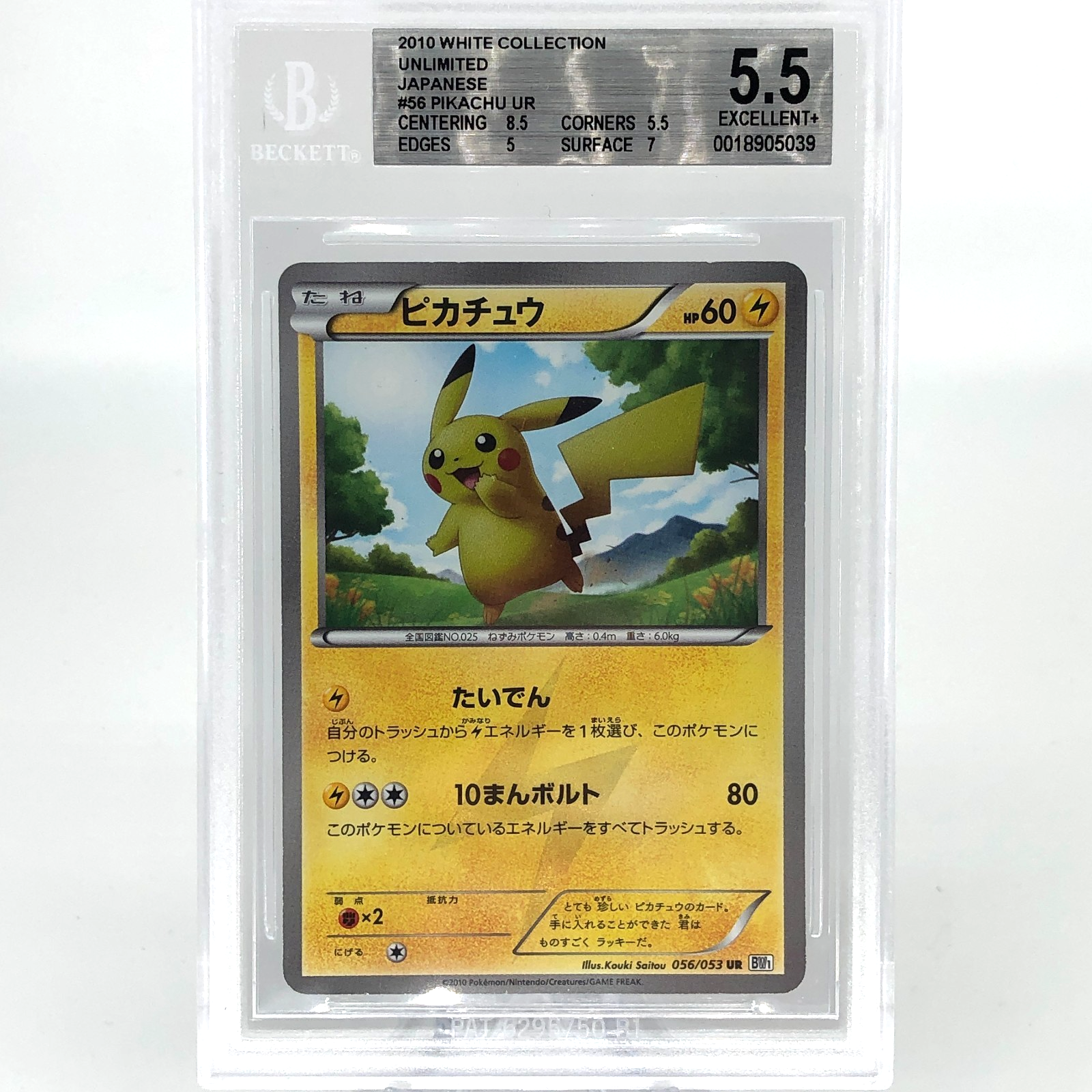 BGS 5.5 Pokemon Card Pikachu 056/053 White Collection Holo Japanese Karte [5.5]