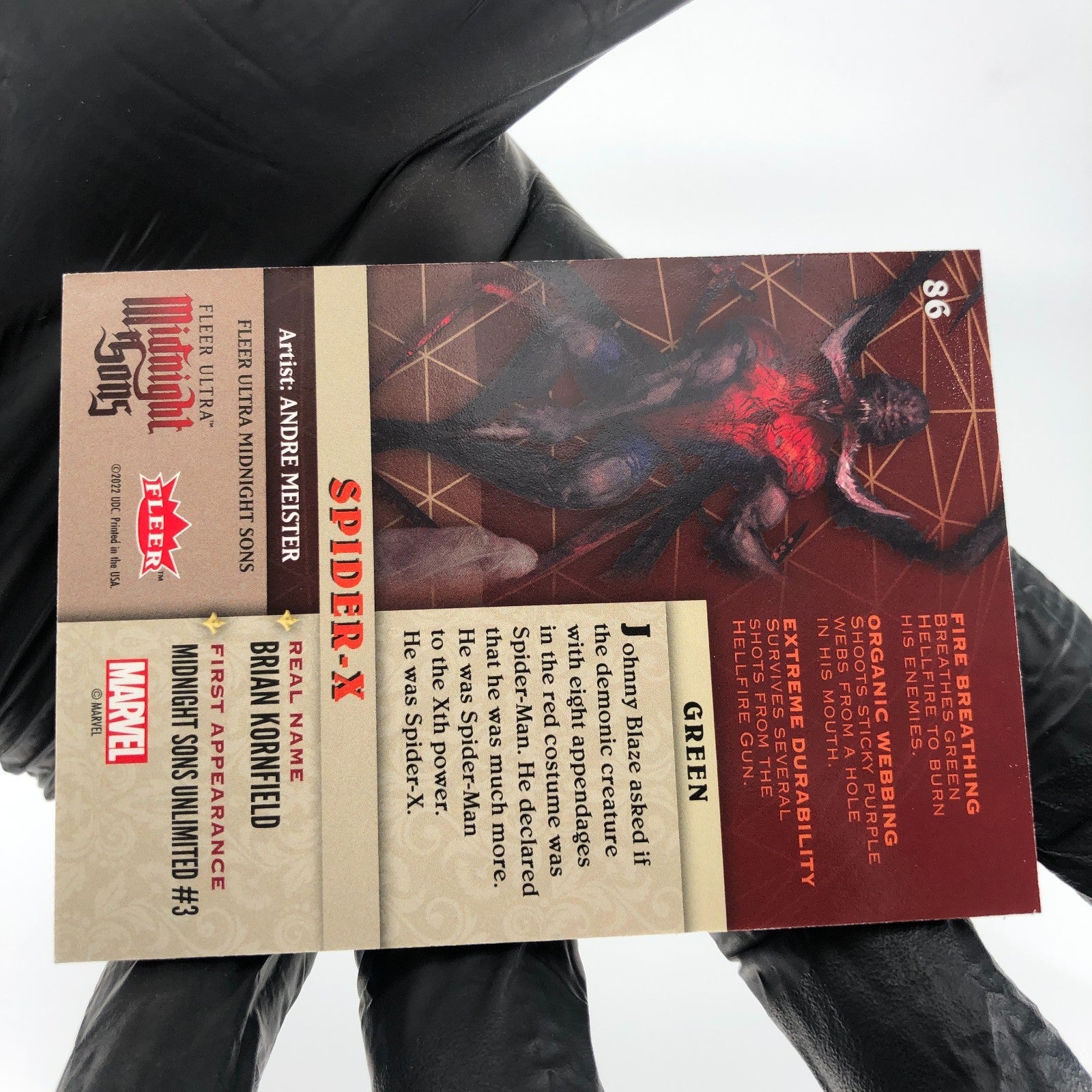 Marvel Card Spider-X 86 Parallel  Midnight Sons 2022 Fleer Upper Deck [NM]